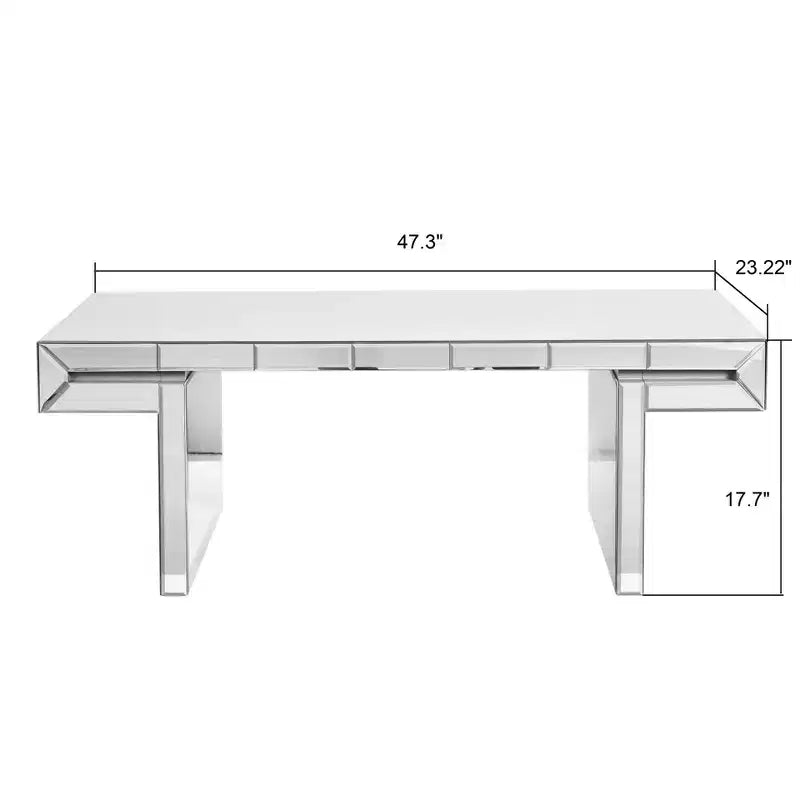 47 Rectangular Mirror Coffee Table with Fluted Glass Accents