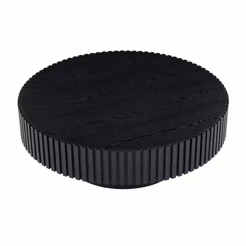 39.37" Modern Round Coffee Table for Living Room, MDF Wood Handcrafted Drum Table