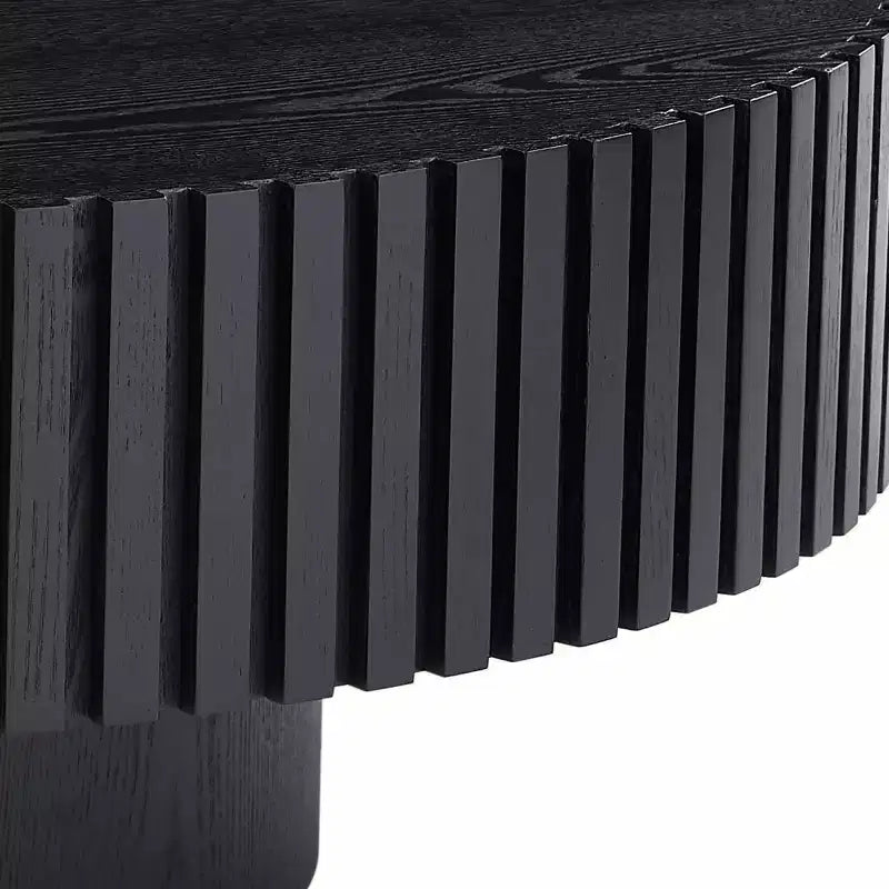 39.37" Modern Round Coffee Table for Living Room, MDF Wood Handcrafted Drum Table