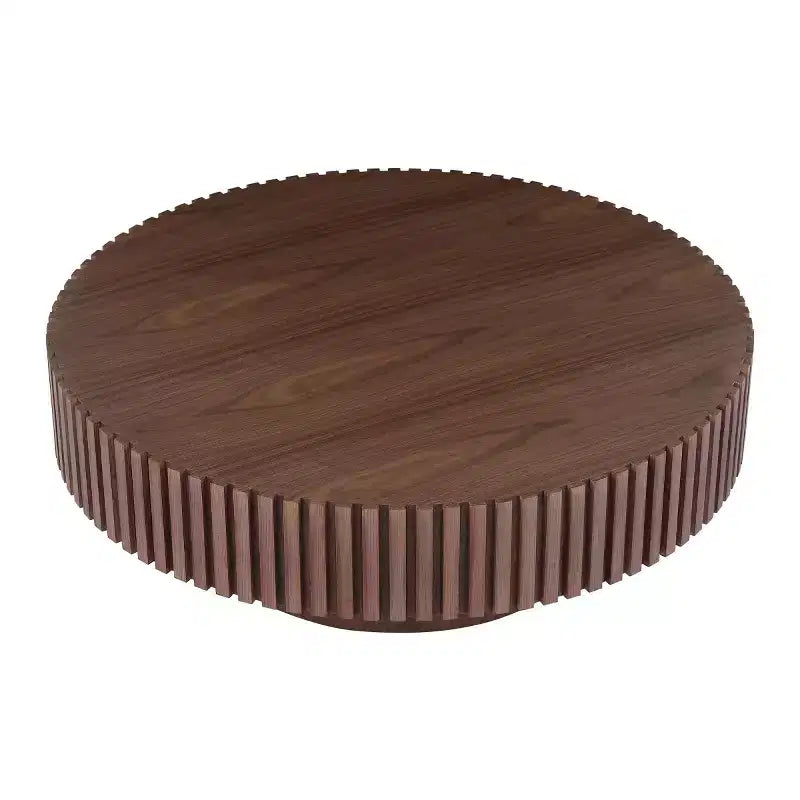 39.37" Modern Round Coffee Table for Living Room, MDF Wood Handcrafted Drum Table