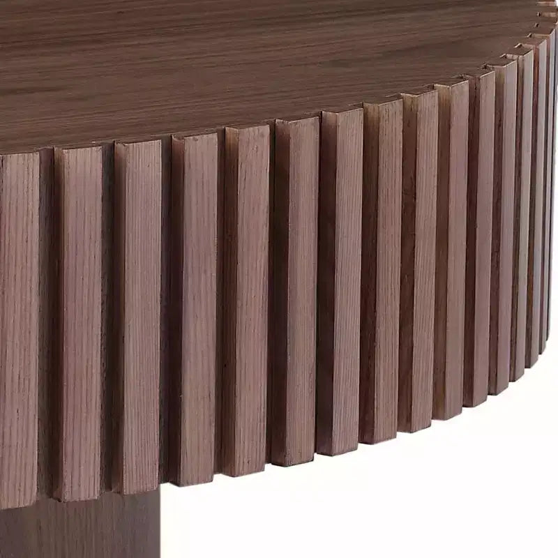 39.37" Modern Round Coffee Table for Living Room, MDF Wood Handcrafted Drum Table