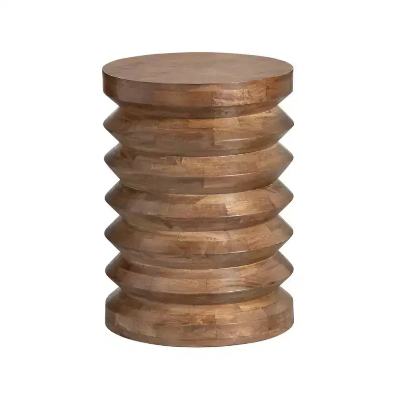 Crestview Collection Round Brown Solid Wood Accent_End Table