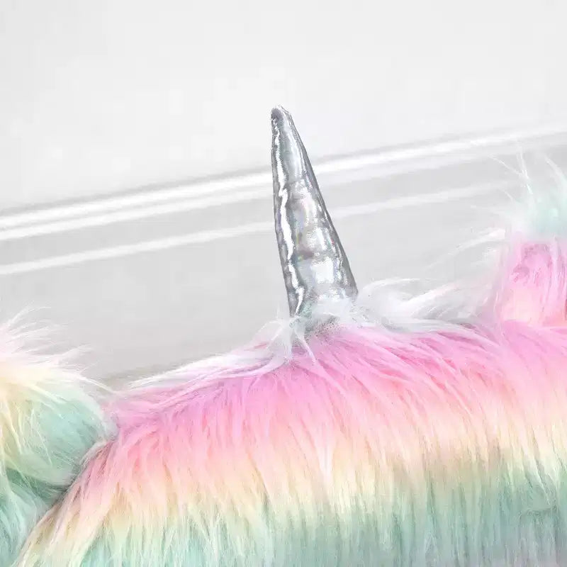 Fluffy Unicorn Office Chair with Mid-Back, Armrest & 5-Star Swivel Base