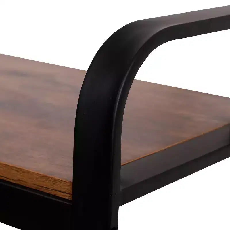 Industrial Hall Tree with Shoe Bench, Brown & Black, 9 Hooks, Single