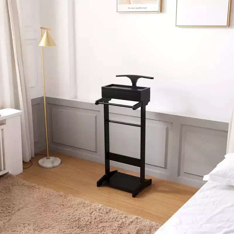 Coat Rack with Suit Hanger, Hall Tree with 2 Round Hanging Bar and Shoe Rack, Storage Rack for Entryway, Narrow Space, Black