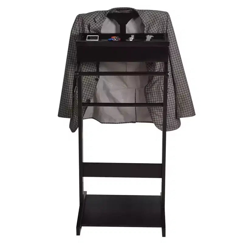 Coat Rack with Suit Hanger, Hall Tree with 2 Round Hanging Bar and Shoe Rack, Storage Rack for Entryway, Narrow Space, Black