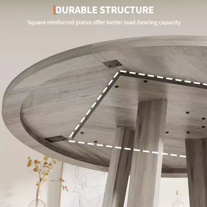 Round Dining Table for 4-6, 47" Circle Dining Table with Cross Base