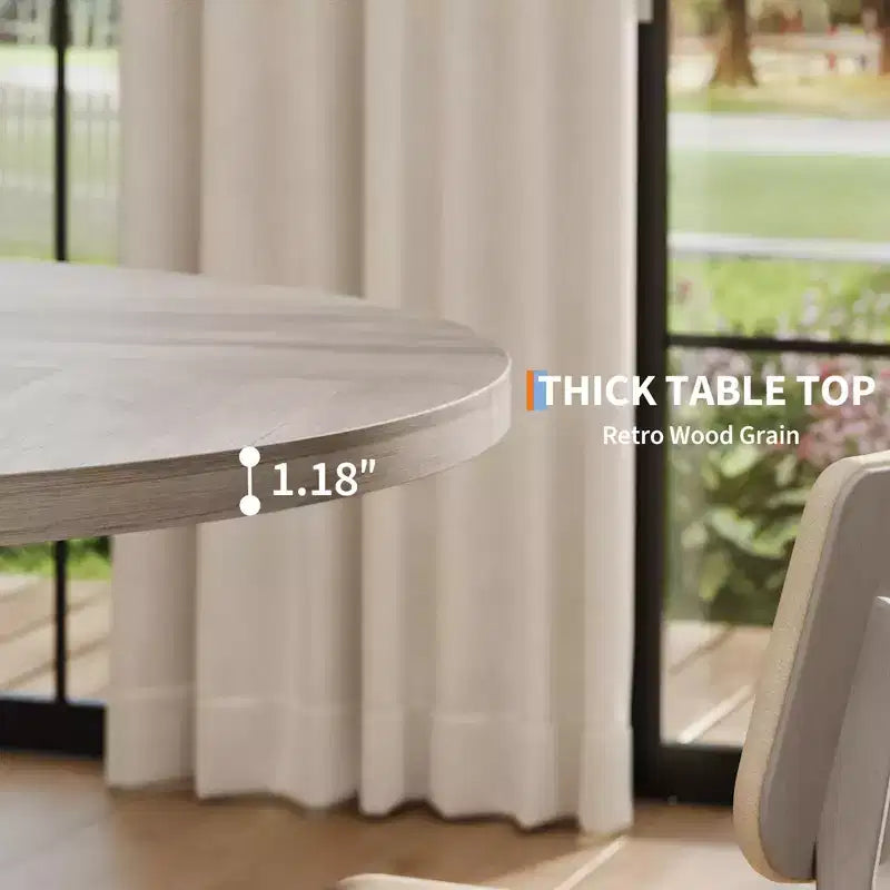 Round Dining Table for 4-6, 47" Circle Dining Table with Cross Base