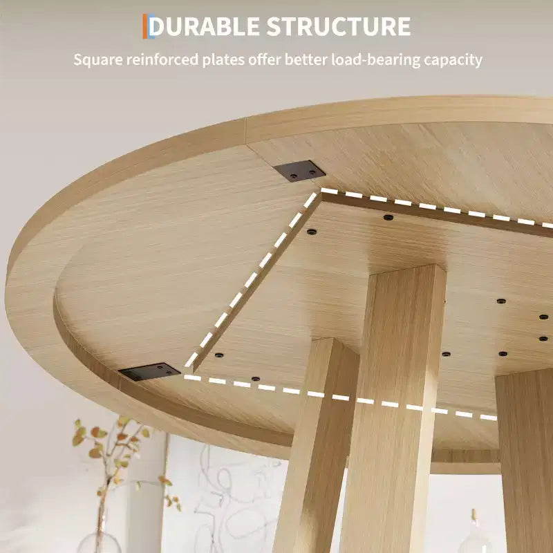 Round Dining Table for 4-6, 47" Circle Dining Table with Cross Base