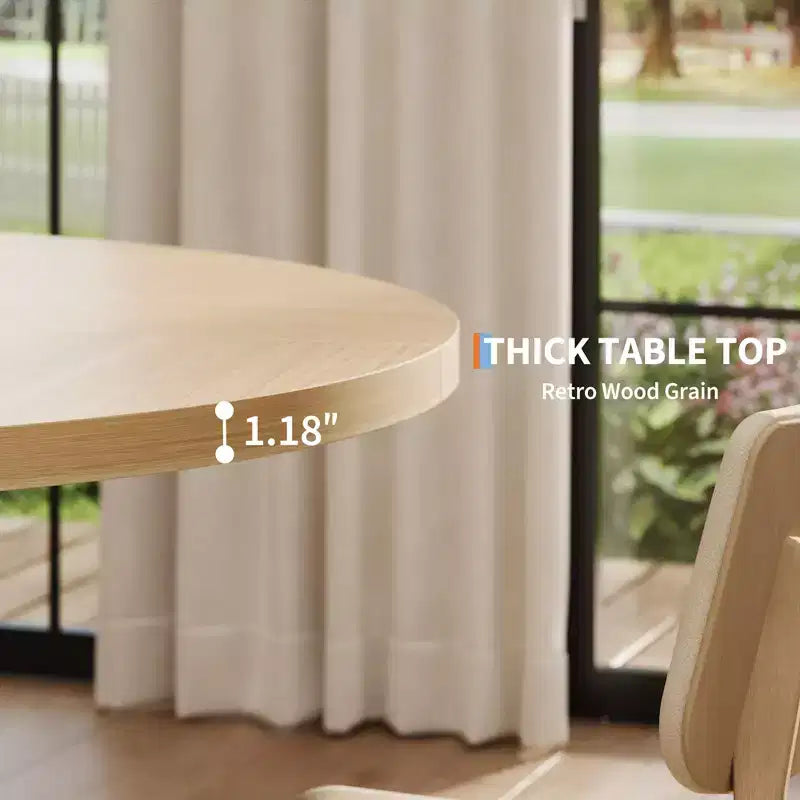 Round Dining Table for 4-6, 47" Circle Dining Table with Cross Base
