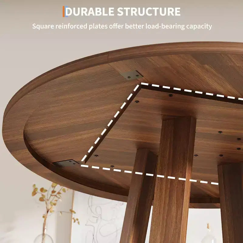 Round Dining Table for 4-6, 47" Circle Dining Table with Cross Base