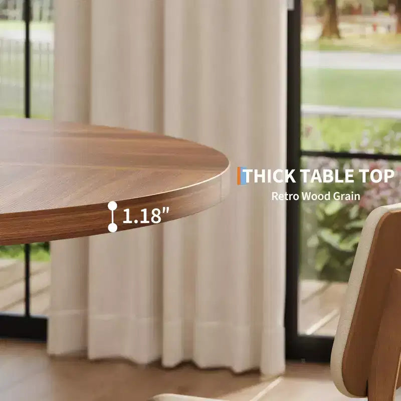 Round Dining Table for 4-6, 47" Circle Dining Table with Cross Base