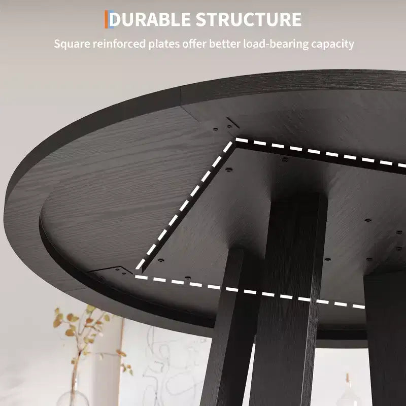Round Dining Table for 4-6, 47" Circle Dining Table with Cross Base