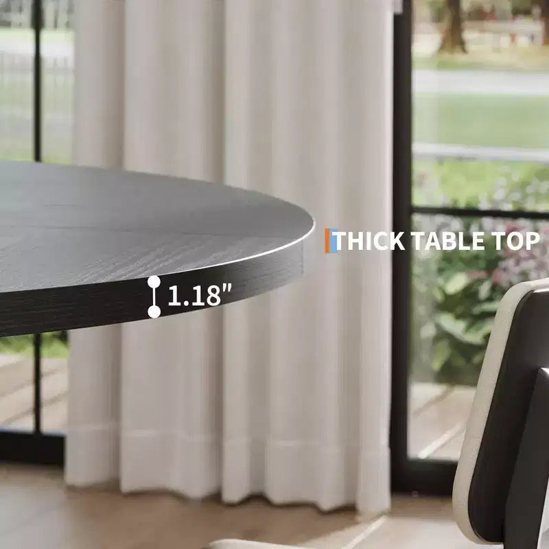 Round Dining Table for 4-6, 47" Circle Dining Table with Cross Base