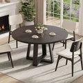 Round Dining Table for 4-6, 47 Circle Dining Room Table with Sturdy Cross Base, Farmhouse Wood Dining Table for Apartment Kitchen Living Room