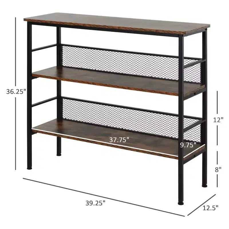 3-Tier Industrial Ladder Shelf with Metal Frame & Adjustable Feet