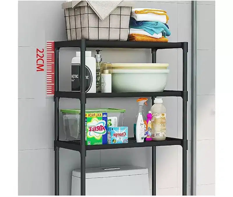 Three-Tier Metal Toilet Storage Shelf, Freestanding Space-Saving Bathroom Rack