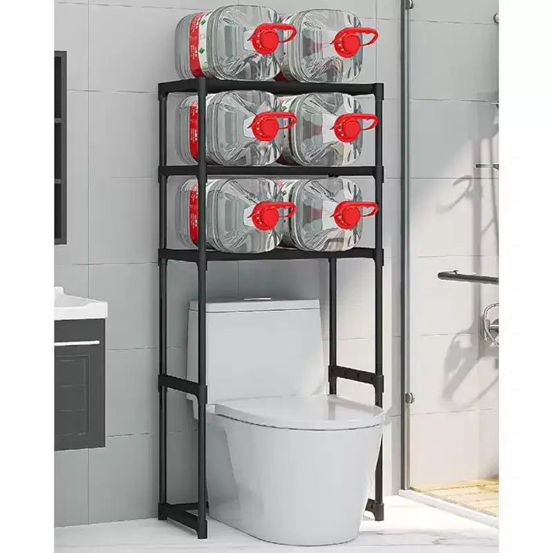 Three-Tier Metal Toilet Storage Shelf, Freestanding Space-Saving Bathroom Rack