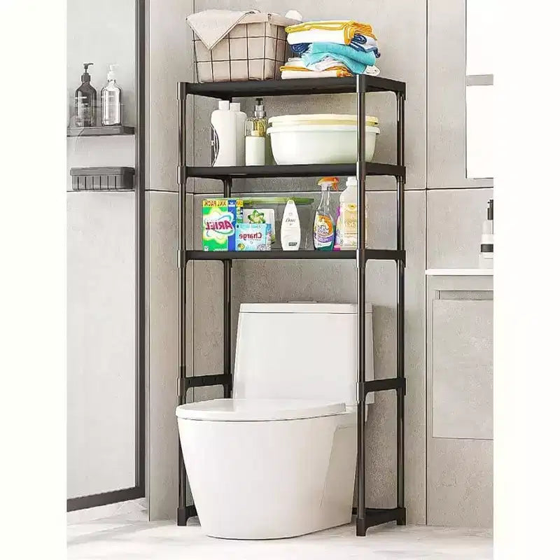 Three-Tier Metal Toilet Shelf, Freestanding Space-Saving Toilet Storage Rack, Tall Bathroom Shelf, Suitable for Toilets Bathrooms, Laundry Rooms