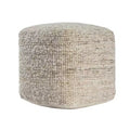 HomeRoots 18 Ivory Cotton Wool And Jute Striped Pouf Ottoman