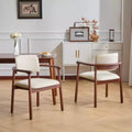 Set of 2 Retro PU Upholstered Dining Chairs with Solid Wood Frame, Accent Armchairs for Dining Room or Living Room-Panipeachy