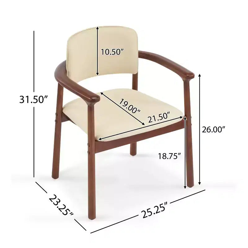 Set of 2 Retro PU Upholstered Dining Chairs with Solid Wood Frame, Accent Armchairs for Dining Room or Living Room