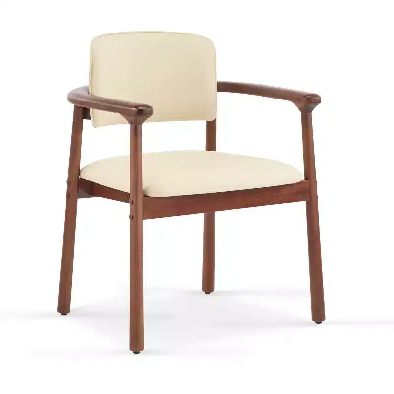 Set of 2 Retro PU Upholstered Dining Chairs with Solid Wood Frame, Accent Armchairs for Dining Room or Living Room