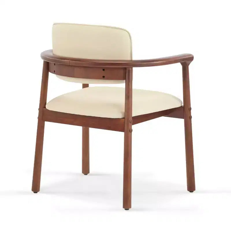 Set of 2 Retro PU Upholstered Dining Chairs with Solid Wood Frame, Accent Armchairs for Dining Room or Living Room