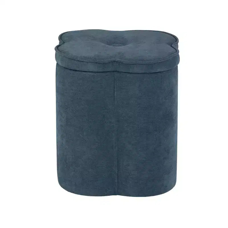 Crestview Collection Navy Upholstered Flower Ottoman with Storage