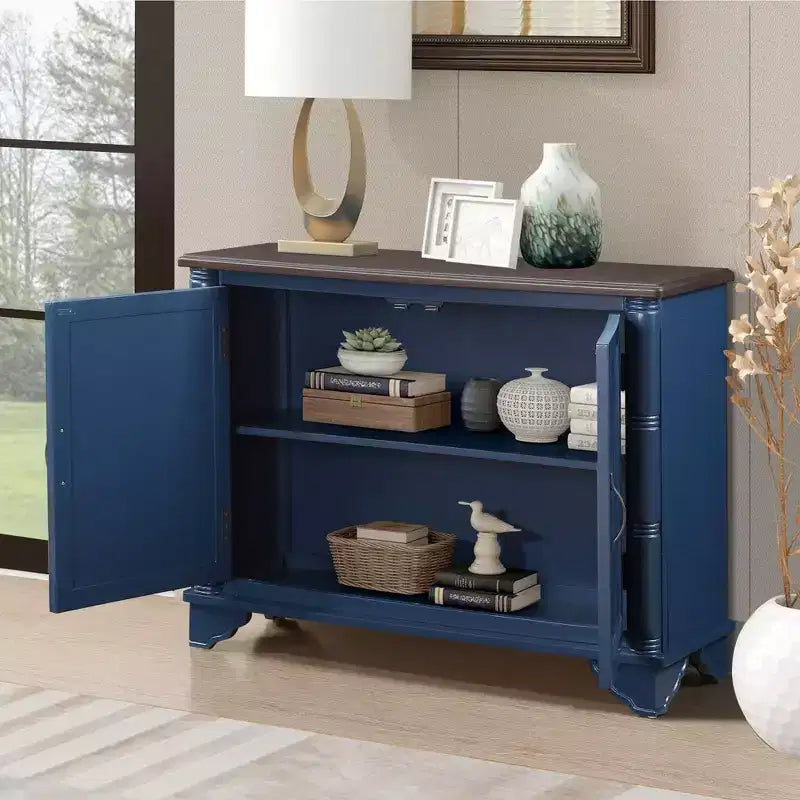 Console Table with Storage, Adjustable Shelves, Retro Entryway Table