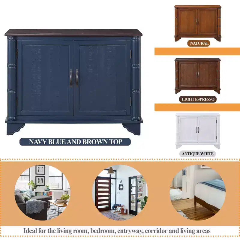 Console Table with Storage, Adjustable Shelves, Retro Entryway Table