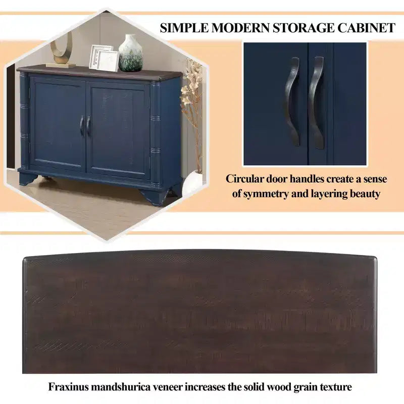 Console Table with Storage, Adjustable Shelves, Retro Entryway Table