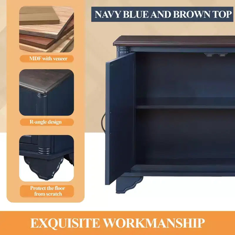 Console Table with Storage, Adjustable Shelves, Retro Entryway Table