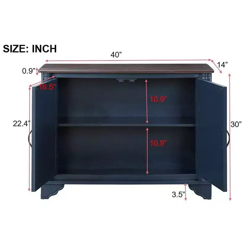 Console Table with Storage, Adjustable Shelves, Retro Entryway Table