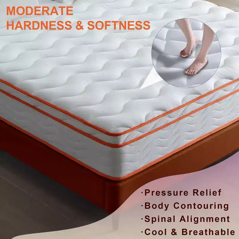 10" Hybrid Mattress - Memory Foam & Pocket Coil, Medium Firm