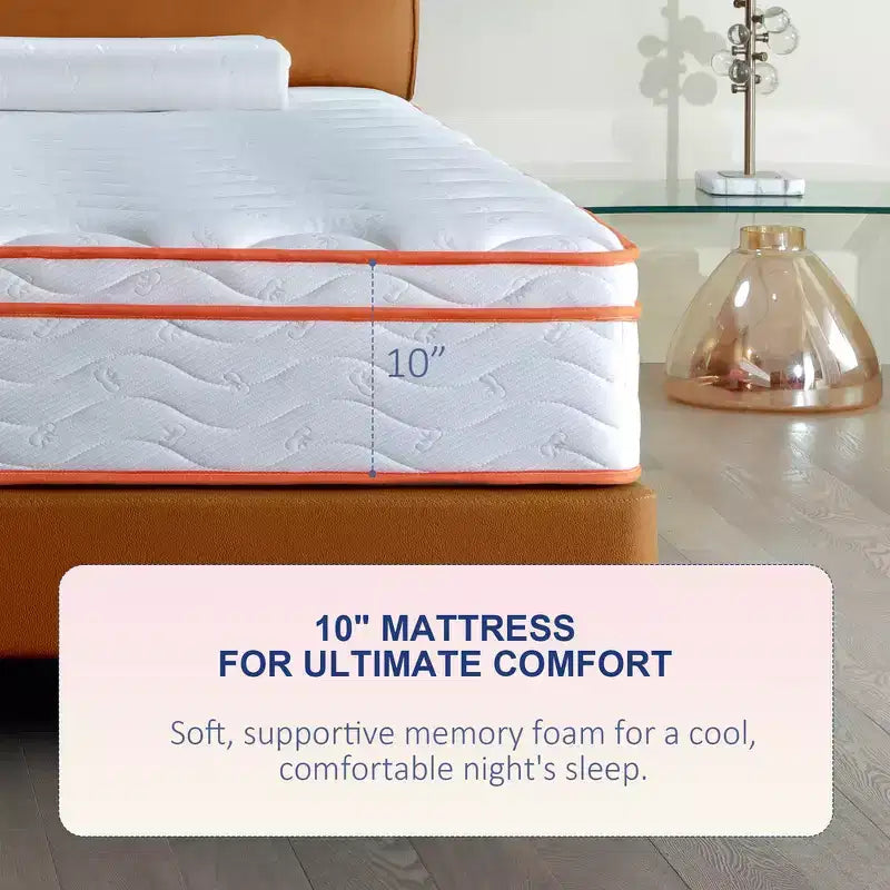 10" Hybrid Mattress - Memory Foam & Pocket Coil, Medium Firm