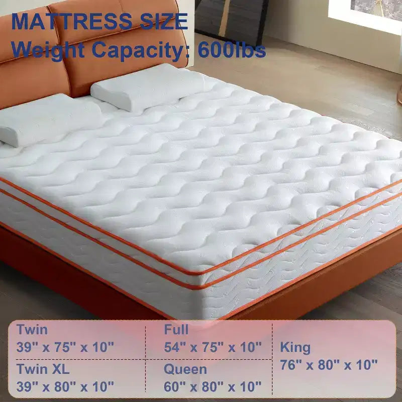 10" Hybrid Mattress - Memory Foam & Pocket Coil, Medium Firm