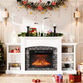 White Fireplace TV Stand Fit Up To 90in TV with 23in Fireplace Western Style
