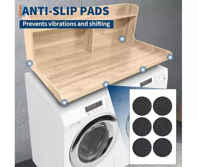Brown/White/Wood MDF Washer Dryer Countertop with Shelf & Edge Rails – 2-Person Use
