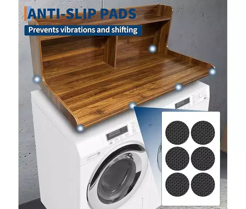 Brown/White/Wood MDF Washer Dryer Countertop with Shelf & Edge Rails – 2-Person Use