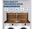 1 Mdf Tall Washing Machine Rack,3-Tier Washer Dryer Countertop with Edge Rails, for Folding Clothes, Washer and Dryer Topper with Non-Slip Pad