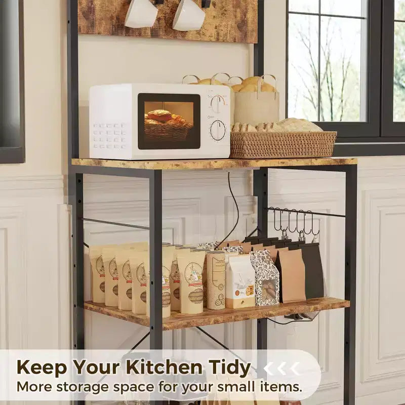 59 Kitchen Bakers Rack, 5-Tier Metal Storage Shelf with 10 S-Hooks