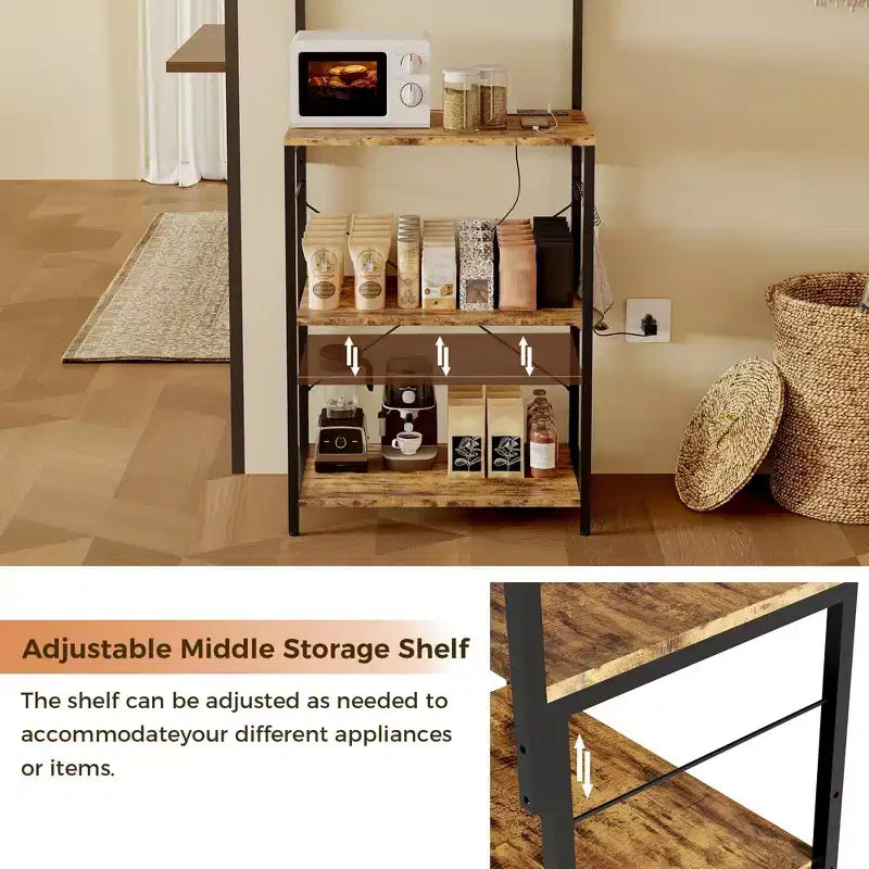 59 Kitchen Bakers Rack, 5-Tier Metal Storage Shelf with 10 S-Hooks