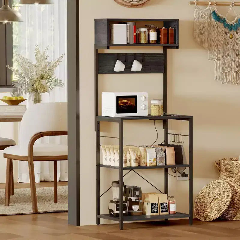 59 Kitchen Bakers Rack, 5-Tier Metal Storage Shelf with 10 S-Hooks