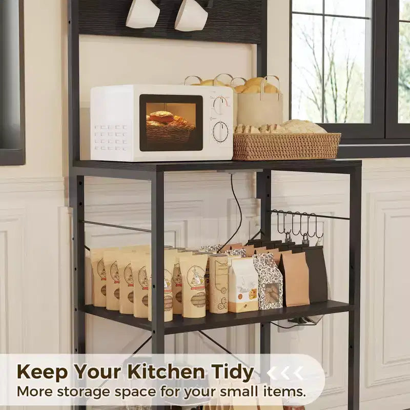 59 Kitchen Bakers Rack, 5-Tier Metal Storage Shelf with 10 S-Hooks