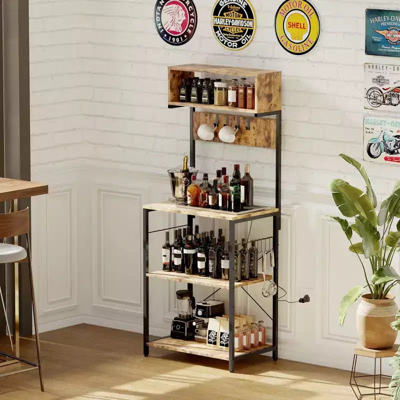 59 Kitchen Bakers Rack, 5-Tier Metal Storage Shelf with 10 S-Hooks