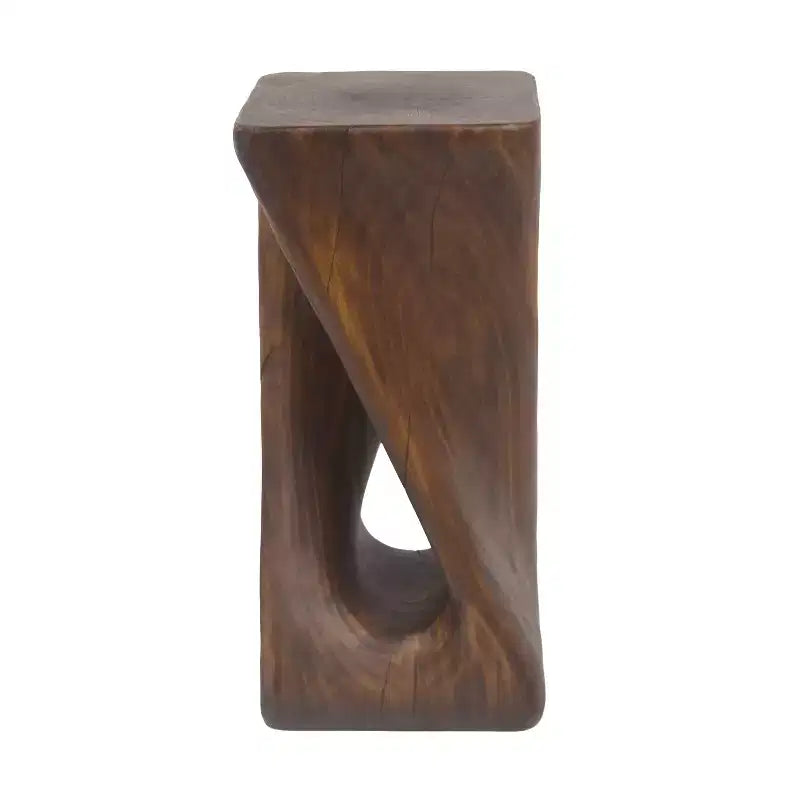 Twist Shape Side Table, Artistic Wood-Grain End Table for Indoor Outdoor Living Room, Patio