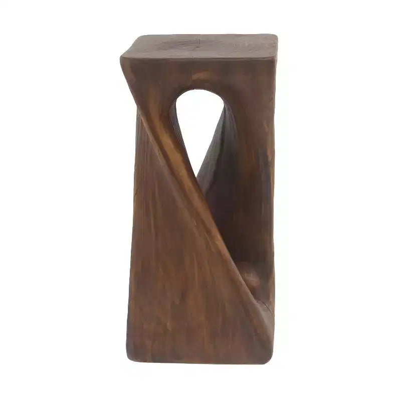 Twist Shape Side Table, Artistic Wood-Grain End Table for Indoor Outdoor Living Room, Patio
