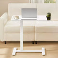 Mobile Standing Desk, 27.6 Inch Adjustable Height Table with 2 Cup Holders & Tablet Slot, Rolling Computer Desk for Bedroom Living Room, Cloud White