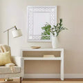 Royal Hampton 40 Inch Ornate Wood Mirror, Portrait, Round Cut Out Design, White